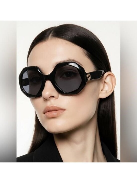 NEW GUCCI GG1242S 001 OVERSIZED ROUND WOMEN’S SUNGLASSES GUCCI GG1242S BLACK main image 10